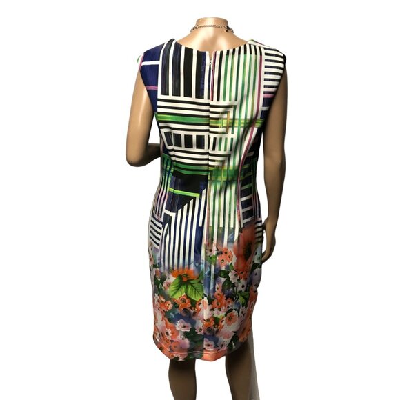 Madison Leigh Dress Womens 10 Colorful Geo Mod Mixed Print Scuba Sheath - Picture 5 of 9